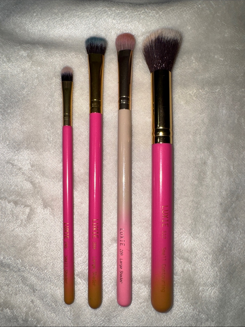 Luxie Pink to Cream Gradient 4-Piece Brush Set with Gold Ferrules